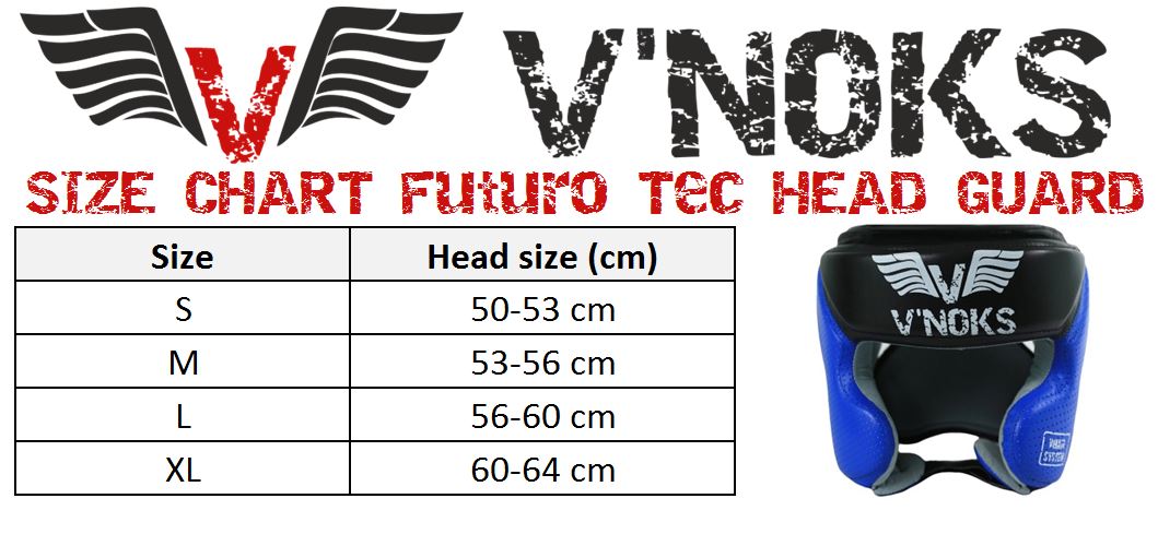 V`Noks FUTURO TEC HEAD GUARD size chart